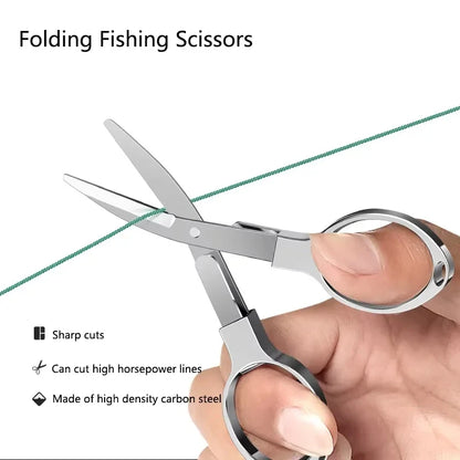1pc Mini Carbon Steel Folding Scissors – Portable Fishing Line Cutter & Multifunctional Sewing Thread Trimmer for Tackle Box