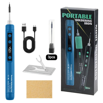 5V/15W Digital Display Soldering Iron Welding Repair Tool Cordless USB Soldering Iron Adjustable Temperature Speed Heating