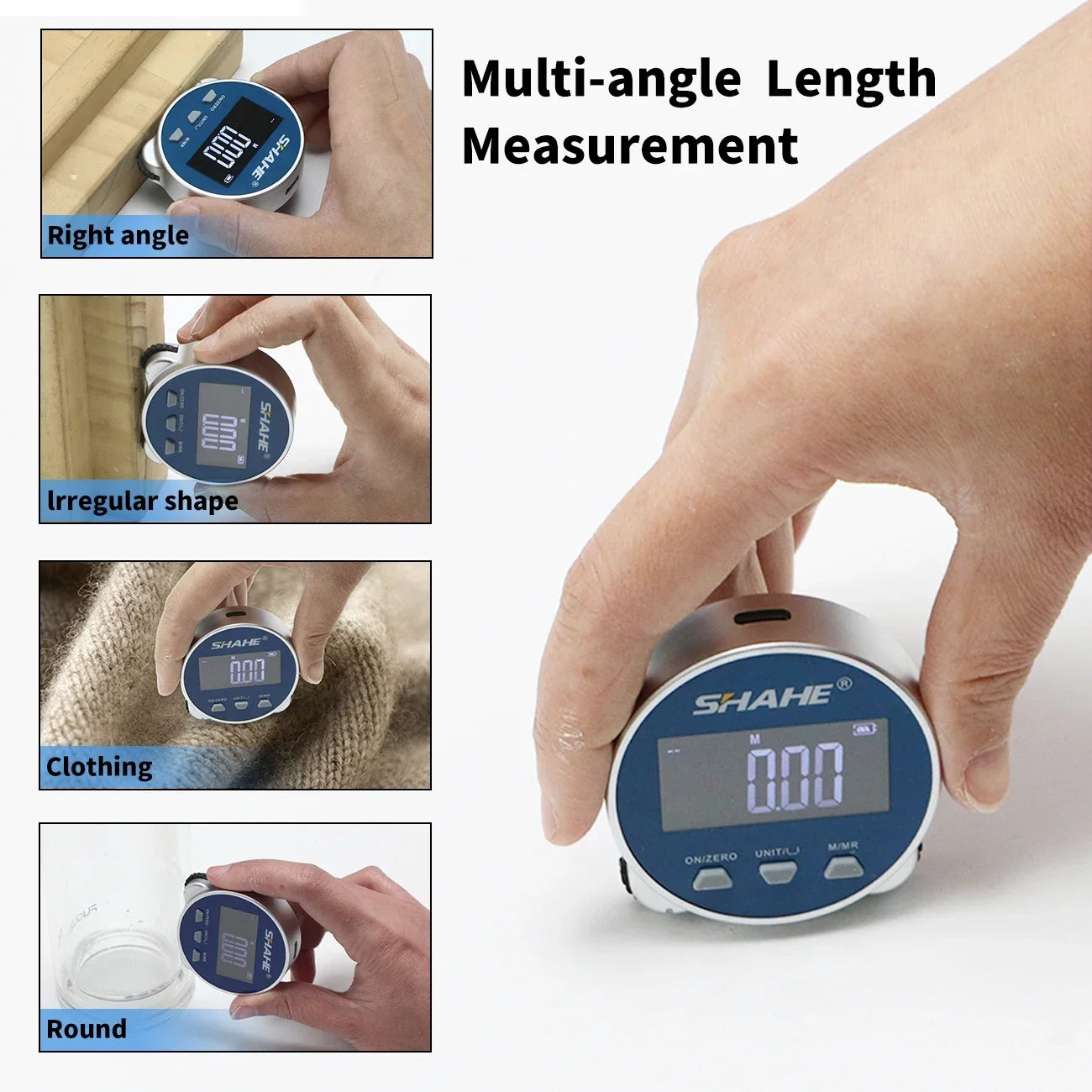SHAHE Electronic Tape Measure With LCD Display Digital Ruler Type-C Rechargeable Length Measuring Tool For Flat Curved