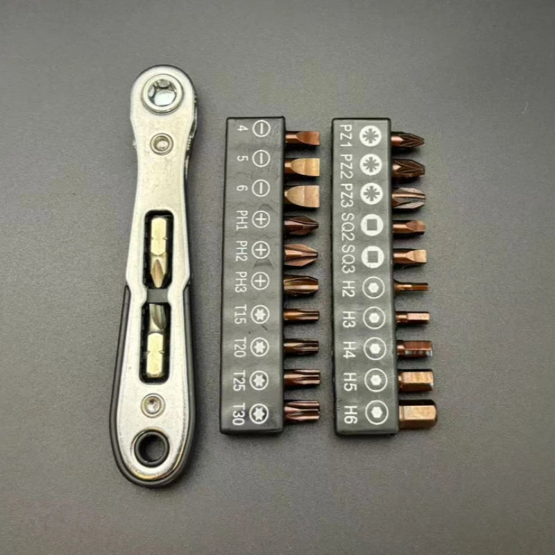 1/4 Bi Directional Mini Ratchet Screwdriver Set Multi Functional Home DIY Manual Tool, Suitable for Small Space Use
