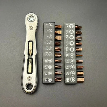 1/4 Bi Directional Mini Ratchet Screwdriver Set Multi Functional Home DIY Manual Tool, Suitable for Small Space Use
