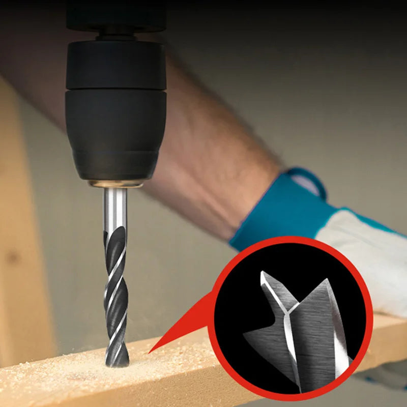 3/5/7PCS 3/4/5/6/7/8/10mm 1/4 Hexagonal Handle Three Pointed Woodworking Drill Bit Set Woodworking Hole Reaming Power Tool