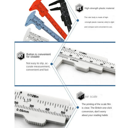 Plastic Portable Mini Sliding Vernier Caliper 0-80mm Double Scale Gauge Student Ruler Measure Tools Small Object Creative Gift