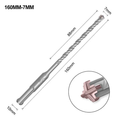1Pcs 5/6/7/8/10/12mm Concrete SDS Plus Drill Bit 110mm 160mm Cross Tips Electric Hammer Drill Bit 4 Cutters Round Shank