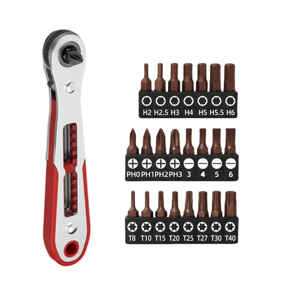 Right Angle Screwdriver Set Mini Ratcheting 90 Degree Offset Screwdriver Pocket Low Profile Ratchet Wrench Bit Socket Set