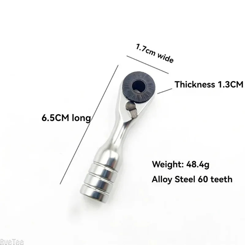 1/4 Inch 60 Tooth Mini Ratchet Wrench Portable Manual Hardware Tool High Efficiency for Narrow Space Equipment Maintenance