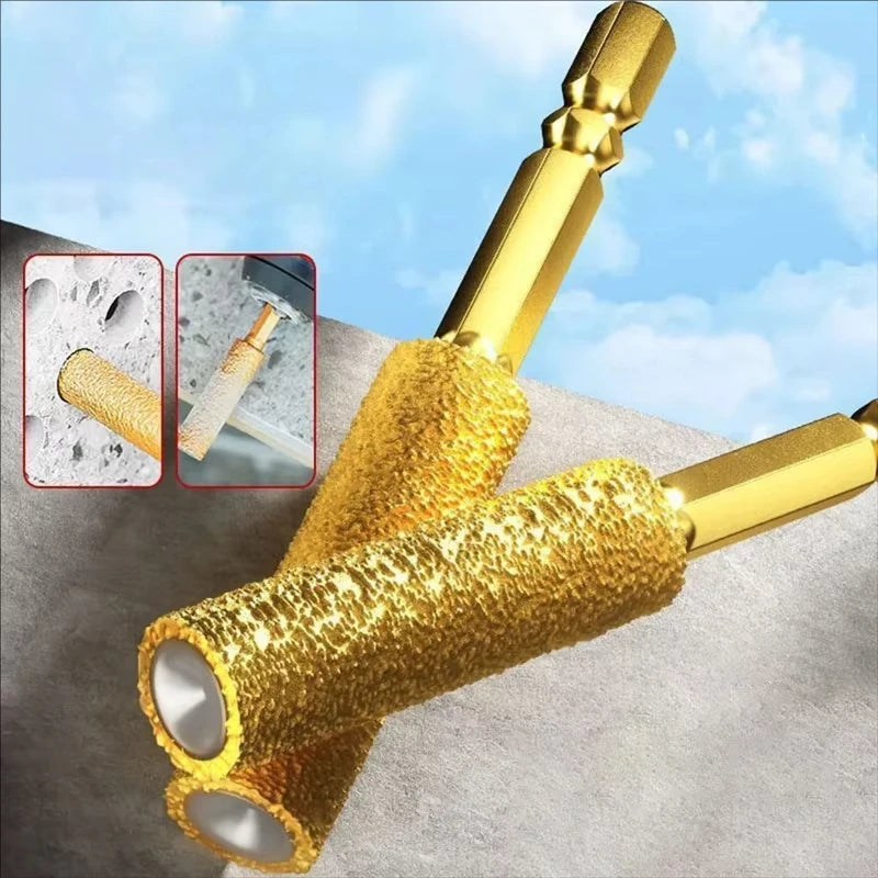 Hex Shank Diamond Core Bit Set - Dry Drilling for Ceramic Tile Granite Marble, Vacuum Brazed Hole Saw, No Water Needed