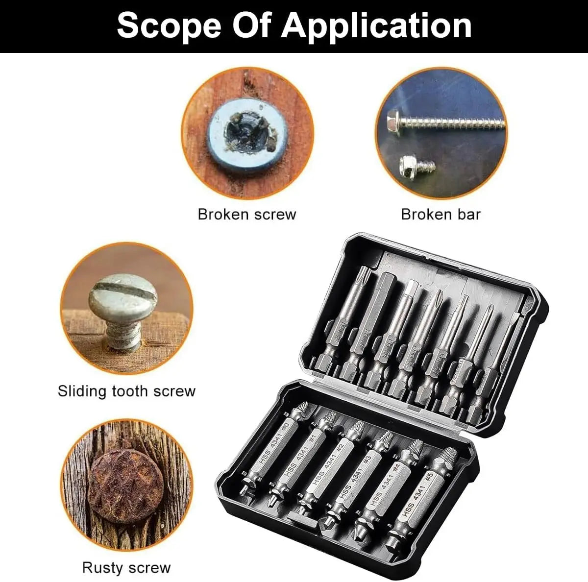 13Pcs Stripped Screw Extractor Set with Case, HSS 4341 Damaged Bolt Remover & S2 Steel Screwdriver Bit Kit