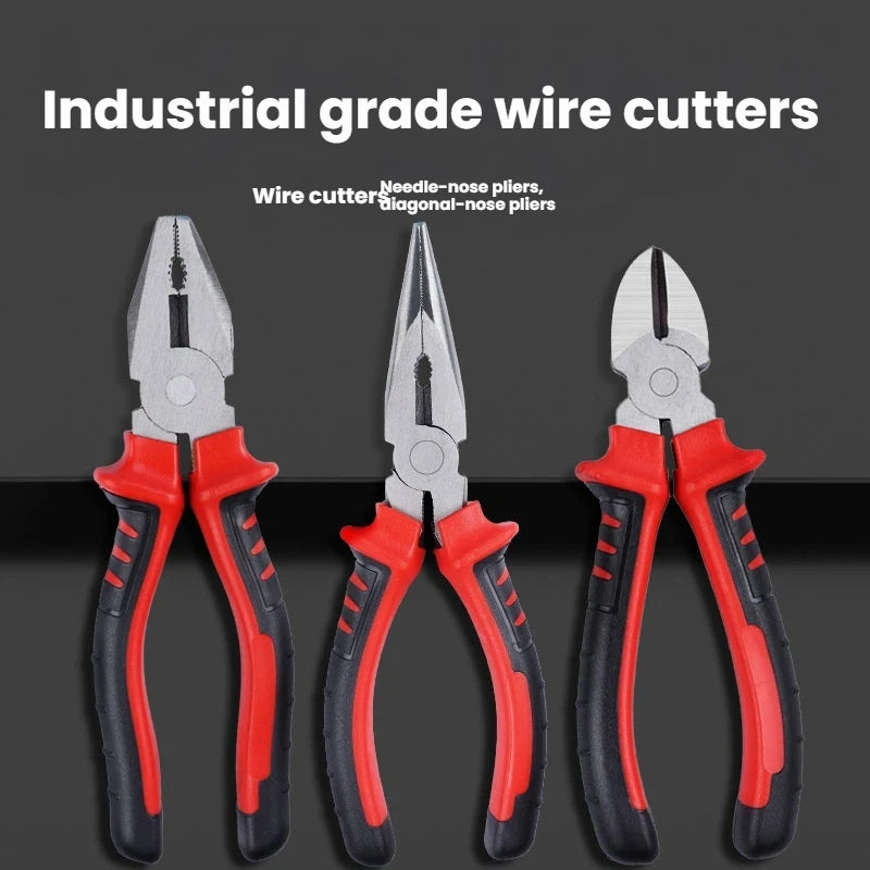 6 Inch 8 Inch Pliers Set, Needle Nose Pliers, Diagonal Cutting Pliers, Wire Cutters, Multifunctional Hand Tools for Electrician