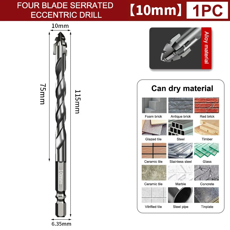 7pcs/sets Tungsten Steel Serrated Drilling Bit Set For Ceramic Plastic Tile Ceramic Glass Concrete