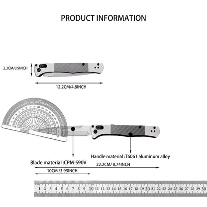 BM 4170BK AXIS Lock Pocket Tool Fact Folding Knife 3.95" S90V Black DLC Spear Point Blade, Aluminum Handles with Carbon Fiber Inlays for Outdoor Camping Hunting Tactical Knives