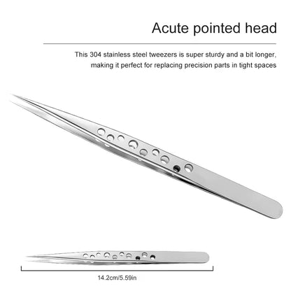 Industrial Tweezers Precision Anti-static Magnetic Soldering Stainless Steel Curved Tip Tweezers CPU IC Repair Clips Hand Tool