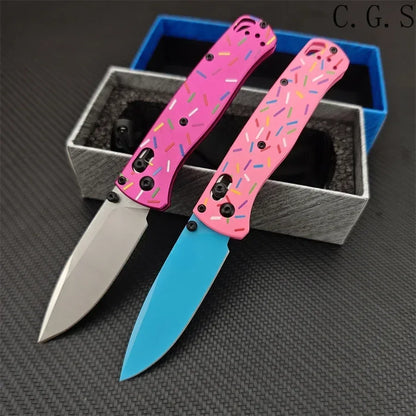 BM Bugout 535 Donut Pink Handle Manual Open Pocket Folding Knives EDC Outdoor Camping Hunting Multifunctional Hand Tools