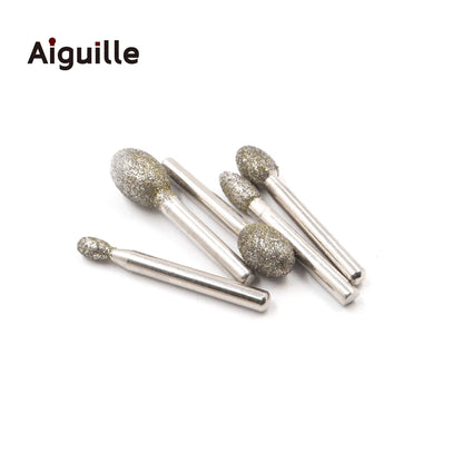 1pc Diamond Grinding Point 6mm Shank 60# Grit Coarse Metal Peeling Burr Rotary Tool Accessory