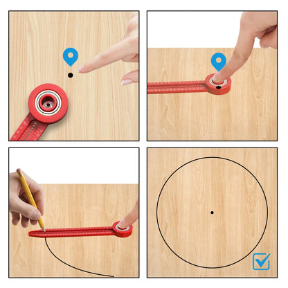 Portable Plastic Circular Drafting Compass Ruler, Precision Measuring Scribing Tool for Woodworking DIY Layout Marking Projects