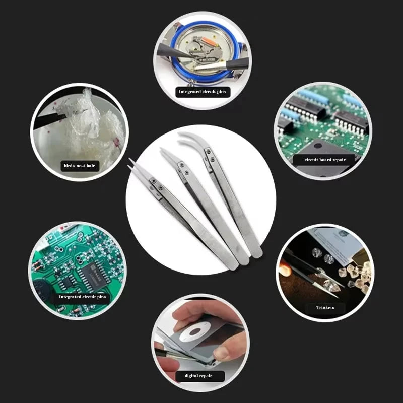 1/3 Pcs Precision Ceramic Straight Tip Soldering Tweezers Anti-Static Reverse Acid Resistant Electronic Repairing Tool