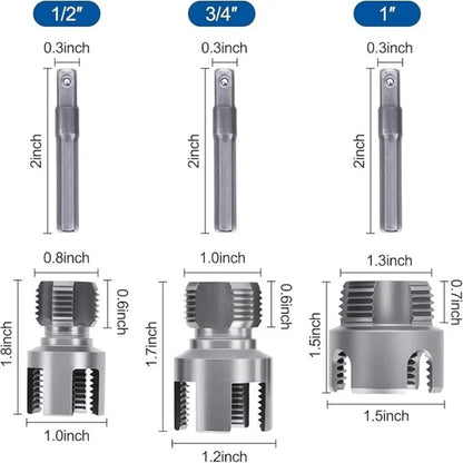 Integrated Internal & External Pipe Threading Tool, PVC Pipe Threader Set 1/2" 3/4" 1'', Pipe Thread Cutting Tool, Thread Maker