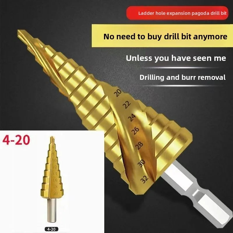 HSS Step Drill Bit 4-12mm 4-20mm 4-32mm Hex Titanium Cone Hole Cutter Multifunction Reamer Plate Iron Aluminum Plate Drilling Me