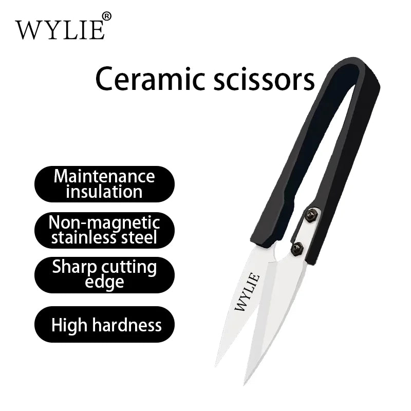 WYLIE Ceramic Scissors High Hardness Anti-Static Short-Circuit Proof Anti-Magnetic for Phone Repair Cutting Flex Cables Tool