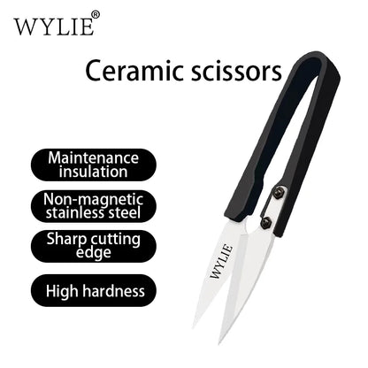 WYLIE Ceramic Scissors High Hardness Anti-Static Short-Circuit Proof Anti-Magnetic for Phone Repair Cutting Flex Cables Tool