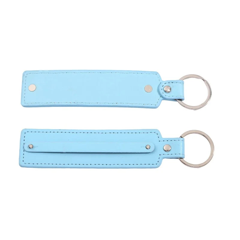 50pcs/lot PU Leather Keychain with 8mm Slide Bar Keyrings Key Holder Fit for 8mm DIY Slide Charms
