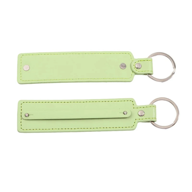 50pcs/lot PU Leather Keychain with 8mm Slide Bar Keyrings Key Holder Fit for 8mm DIY Slide Charms