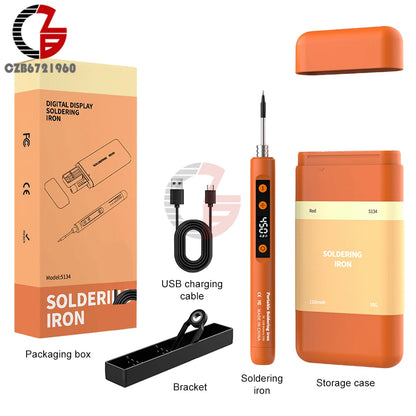 DC 5V Mini USB Type-C Soldering Iron Set Digital Electric Soldering Iron Adjustable Temperature DIY Heating Repair Welding Tool