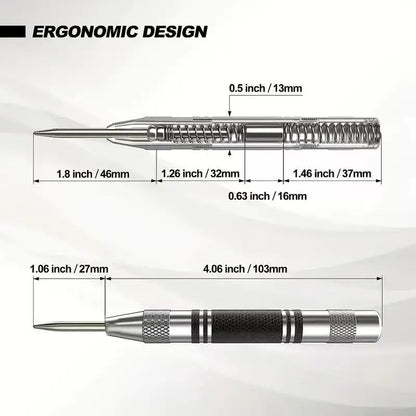 Auto Center Puncher Heavy Duty Drill Guide Tool for Wood Metal Steel Spring Loaded Hole Marker Automatic Hand Tool