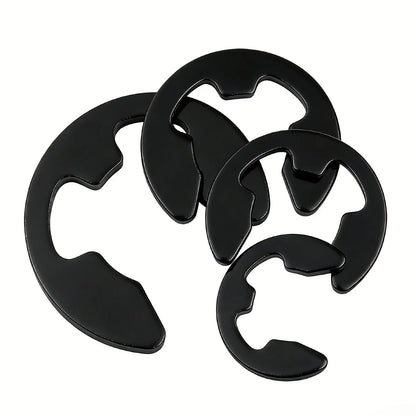 352/521Pcs Black Carbon Steel External Snap Retaining Rings Assortment Kit C-Clips E-Clips for Shaft Axle Studs Hardware