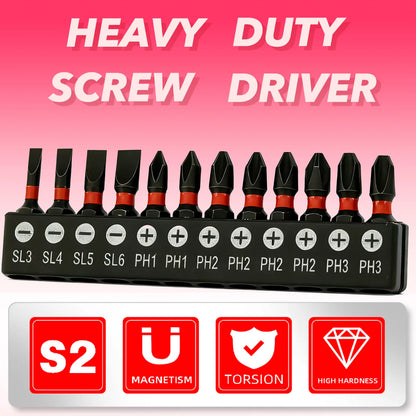 12/24 Pieces of Ph/Sl High-Strength Impact-Resistant Screwdriver Bit Set, 25/50mm S2 Alloy Steel with Strong Magnetism, Suitable for Power Tools
