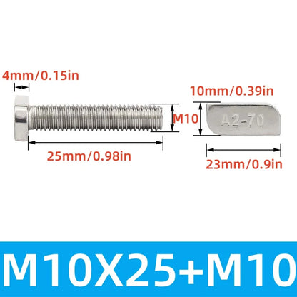 M8/M10 T-Bolt Kit 304 Stainless Steel (A2-70) - T-Screws Locking Tooth Flange Nuts - for Solar Panel Mounting PV Rails Greenhous