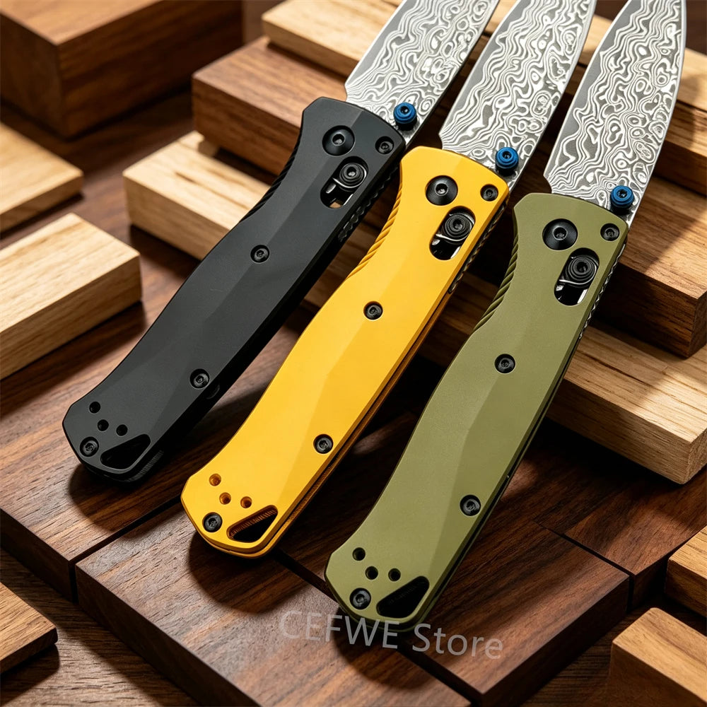 BM 533 Mini Bugout Axis Folding Knife, D2 Steel Blade Aluminum Handle Outdoor EDC Camping Hiking Fishing Cutting Tool Ideal Gift for Men