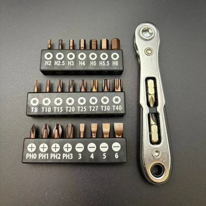 1/4 Bi Directional Mini Ratchet Screwdriver Set Multi Functional Home DIY Manual Tool, Suitable for Small Space Use