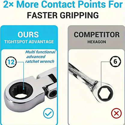 Active Head Ratchet Wrench Set, 8mm Chrome Vanadium Steel Ratchet Quick 180° Headset Activity Set, Heavy Duty Hardware Tools
