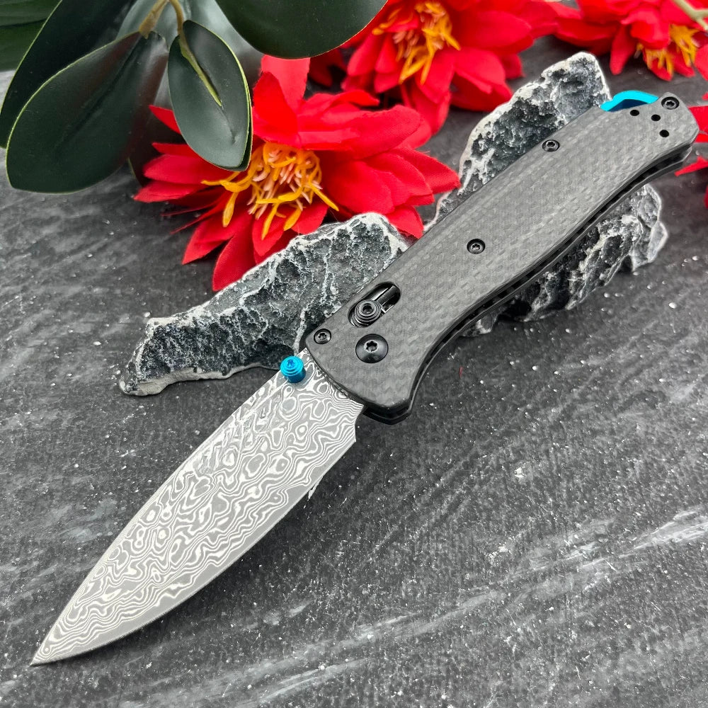 BM 535/533-3 Bugout AXIS LOCK Outdoor Folding Blade Knife Pocket Wilderness Adventure Backpacking Utility Cutter Carbon Fiber Durable Handle Camping Hiking Fishing Compact Tools Gift