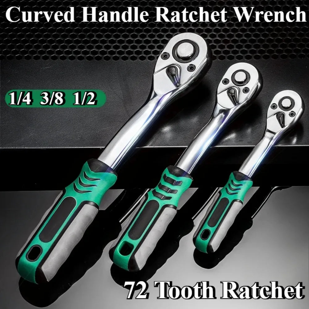 72/24 Tooth Quick Ratchet Wrench 1/2 1/4 3/8 3 Size Flying Wrenches Two-way Socket Wrench Repair Tools for Vehicle Bicycle