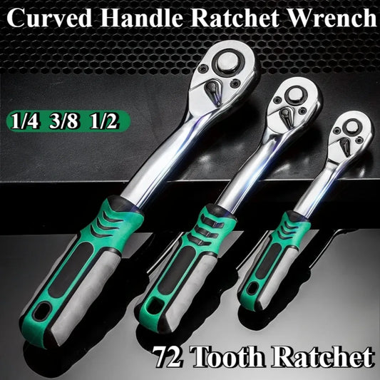 72/24 Tooth Quick Ratchet Wrench 1/2 1/4 3/8 3 Size Flying Wrenches Two-way Socket Wrench Repair Tools for Vehicle Bicycle