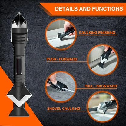 5 in 1 Multi-function Scraper Tool Sealant Finishing Tool Caulk Remover & Glass Glue Angle Scraper for Bathroom Kitchen Floor