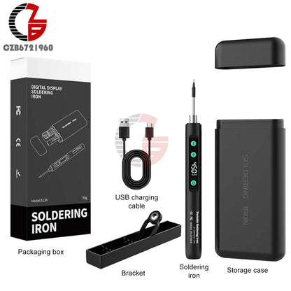DC 5V Mini USB Type-C Soldering Iron Set Digital Electric Soldering Iron Adjustable Temperature DIY Heating Repair Welding Tool