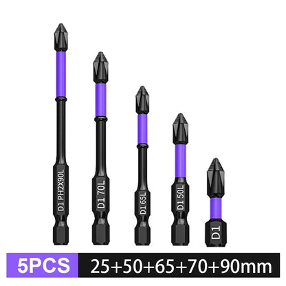 5/12Pcs Magnetic Screwdriver Bits Set Non-slip Shockproof Phillips Impact Hex Shank Alloy Steel for Power Tools