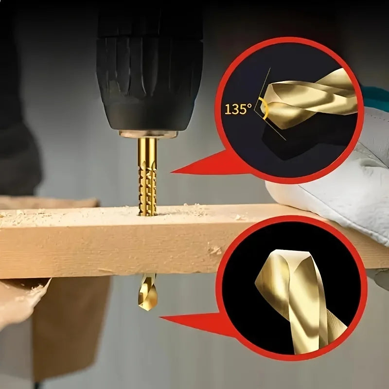 HSS Twist Drill Bits Set Titanium Coated Drill Bit 3-8mm Serrated Grooving Spiral Jagged Saw Drill Bit Composite Drill Bits