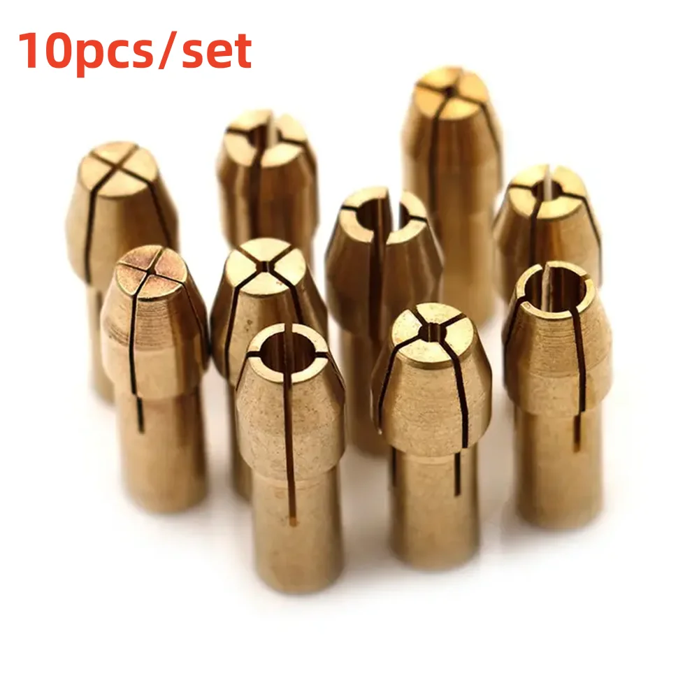 10Pcs/Set Mini Drill Chucks Adapter 0.5mm-3.2mm Mini Drill Chucks Chuck Adapter Micro Collet Brass For Power Rotary Tool