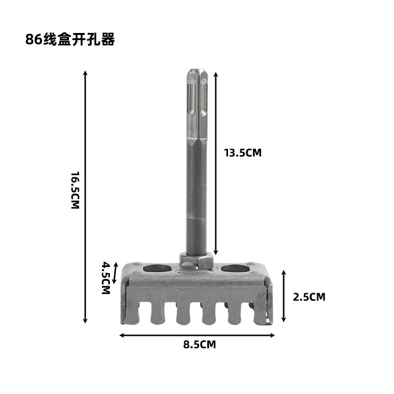 Square Hole Opener for SDS Plus Rotary Hammer Fast Wall Square Hole Puncher for Electrical Box Wall Slotting Installation Socket
