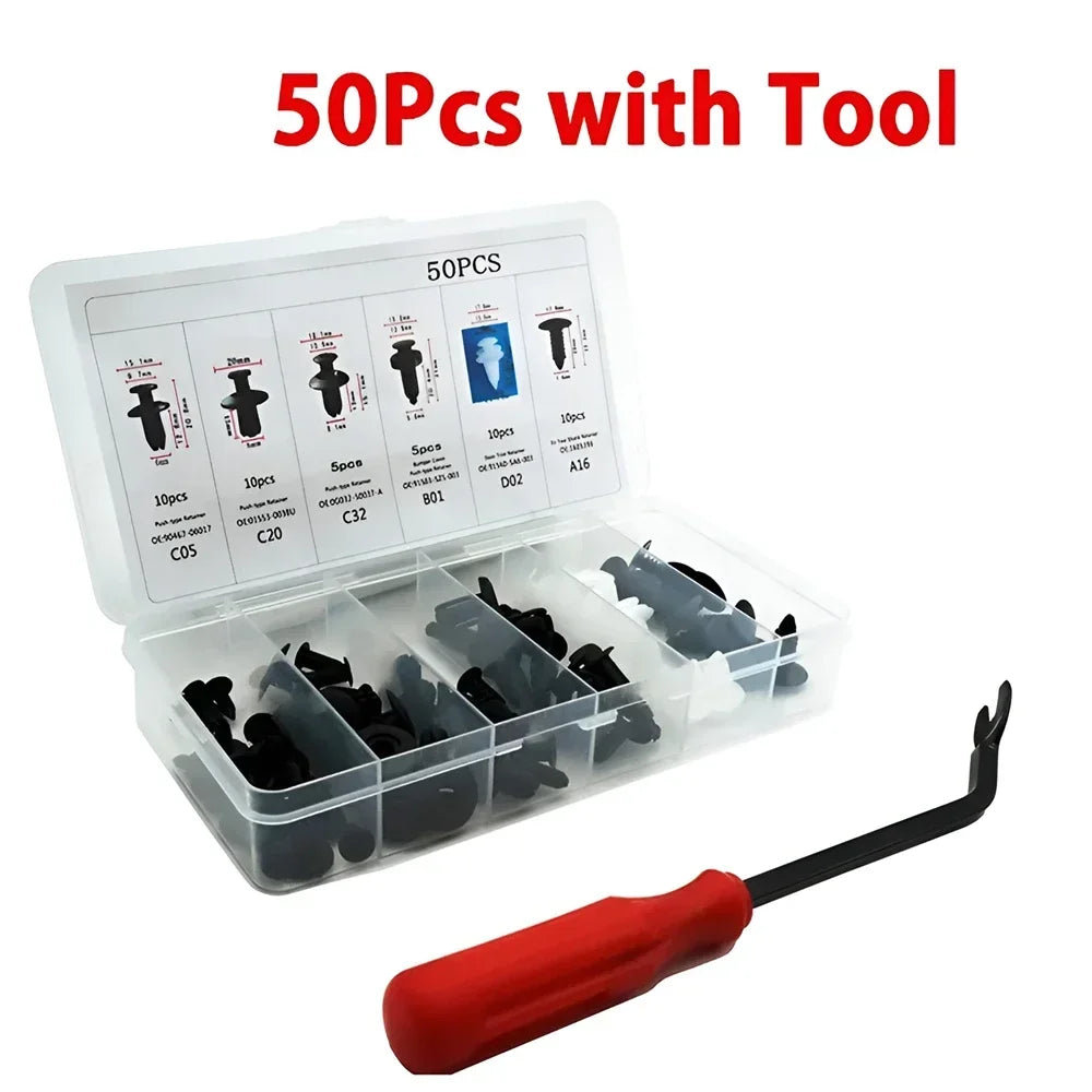 50/100pcs Auto Fastener Clip Kit Fender Rivet Clips Car Body Push Retainer Pin Rivet Bumper Door Trim Panel Retainer Car Clips