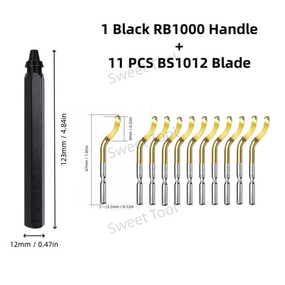 Deburring Tool Metal Handle with 1/10/11 Swivel Blades Burr Removal Reamer Tool for Plastic Metal Copper PVC Resin 3D Printing
