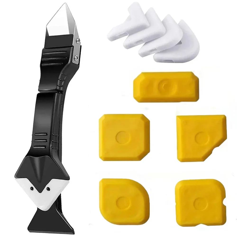 5in1 Silicone Scraper Squeegee Glue Remover Knife Caulking Angle Beauty Crack Trowel Tool Grout Scraper Kit Multifunctional Home