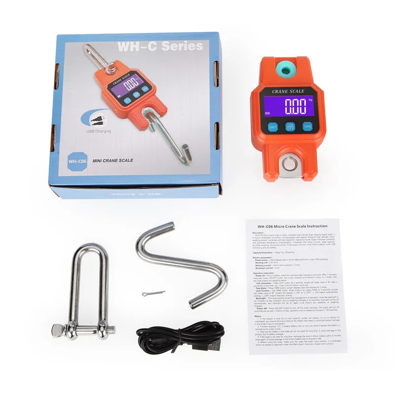 300kg 50g Bluetooth-compation Portable Electronic Hook Scale Charging Bluetooth Mini Lifting Scale For Household Use