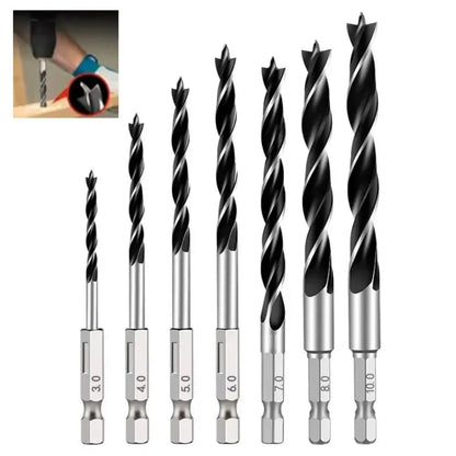 5PCS 4/5/6/8/10mm Three-pointed Woodworking Drill Power Tool High Carbon Steel Twist Dril Bit High Quality 1/4" Hex Shank