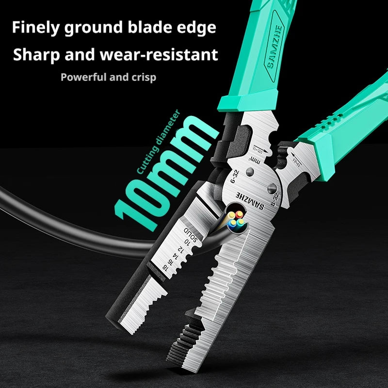 SAMZHE Multifunctional Pliers Wire Stripper Chrome Vanadium Steel Industrial Grade Wire Pliers Hardware Manual Tools