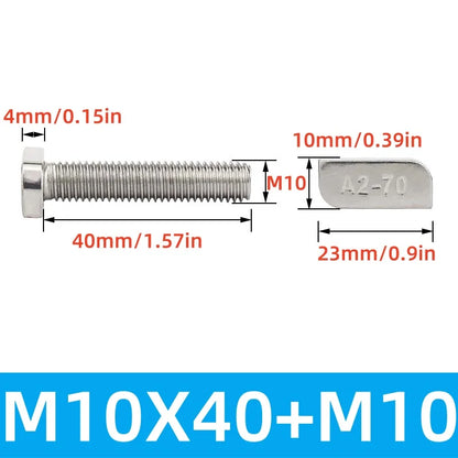 M8/M10 T-Bolt Kit 304 Stainless Steel (A2-70) - T-Screws Locking Tooth Flange Nuts - for Solar Panel Mounting PV Rails Greenhous